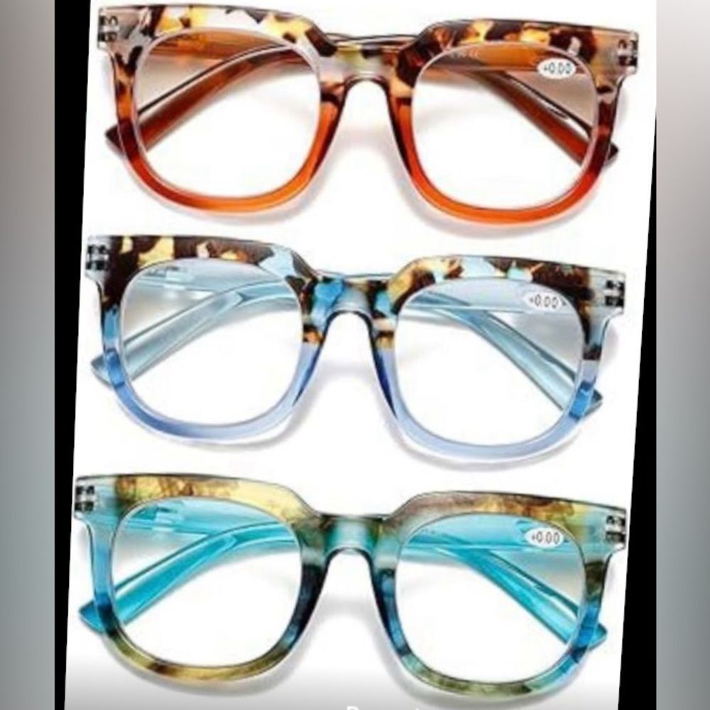 NWT 3pcs. +3.50 Quality Fun Reading Glasses Tortoiseshell/Ombre Blue/Brown/Green